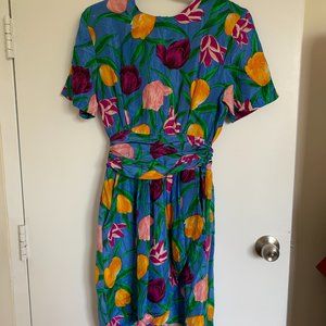 80s Drop Waist Spring Dress
